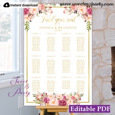 Floral seating chart template,Blush flowers seating chart,(31g) Floral seating chart template,Blush flowers seating chart,(31g)